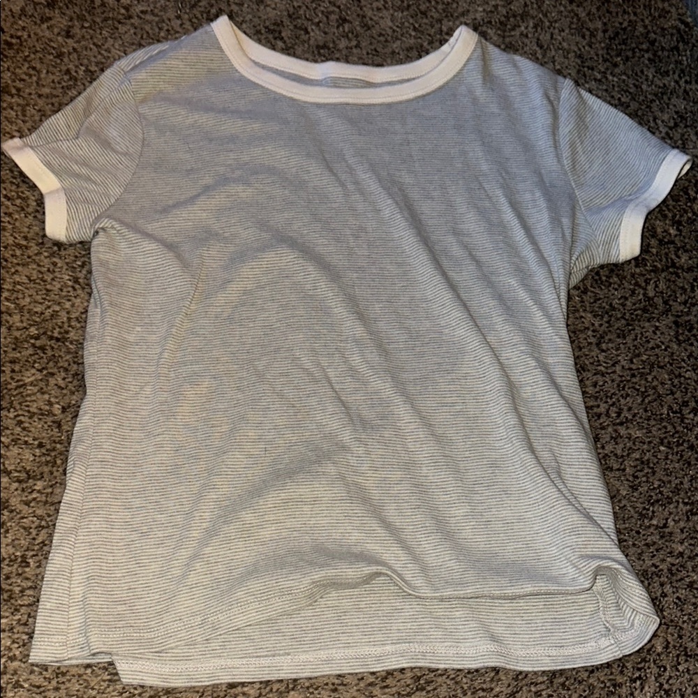 Arizona Jean Company Gray and White Striped Tee
